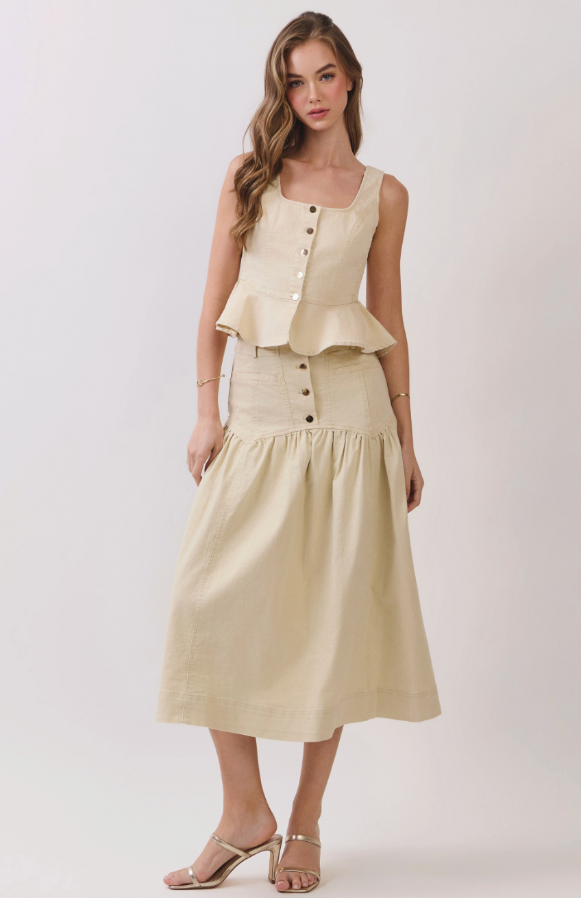 Oyster Bay Peplum Top & Drop Waist Skirt Set