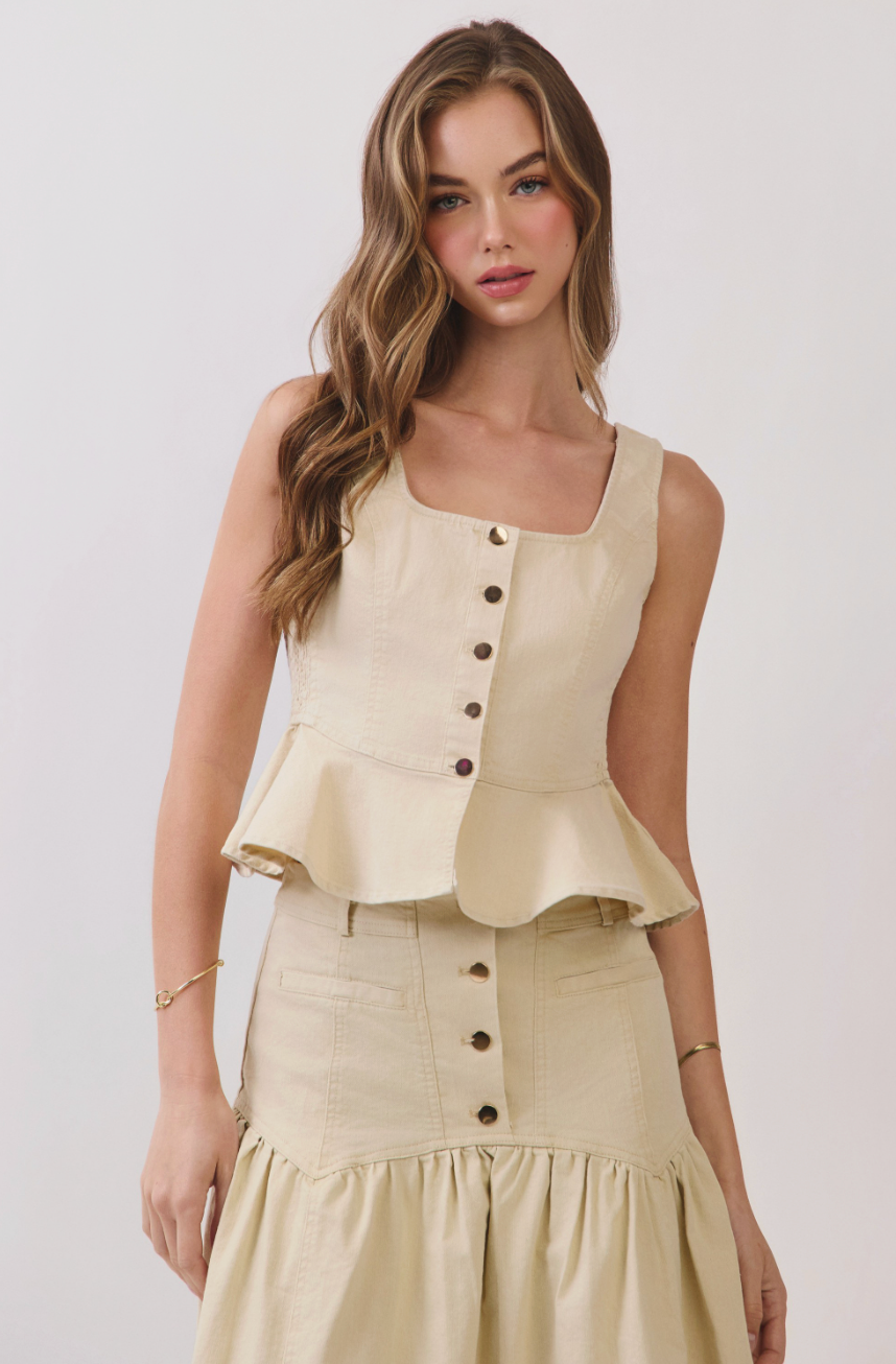 Oyster Bay Peplum Top & Drop Waist Skirt Set