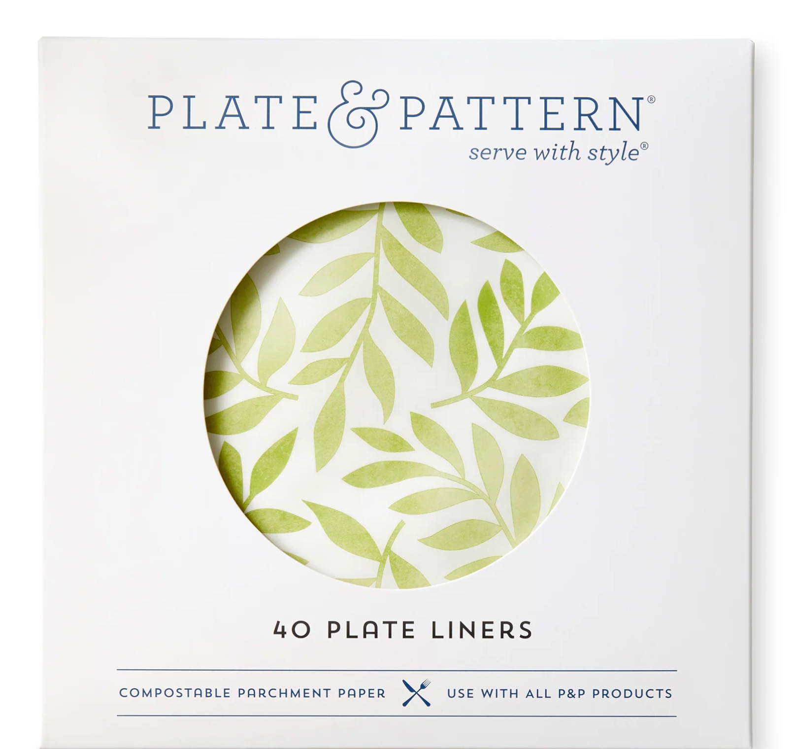 Mom's Garden Preformed Plate Liners - Green Leaves Pattern