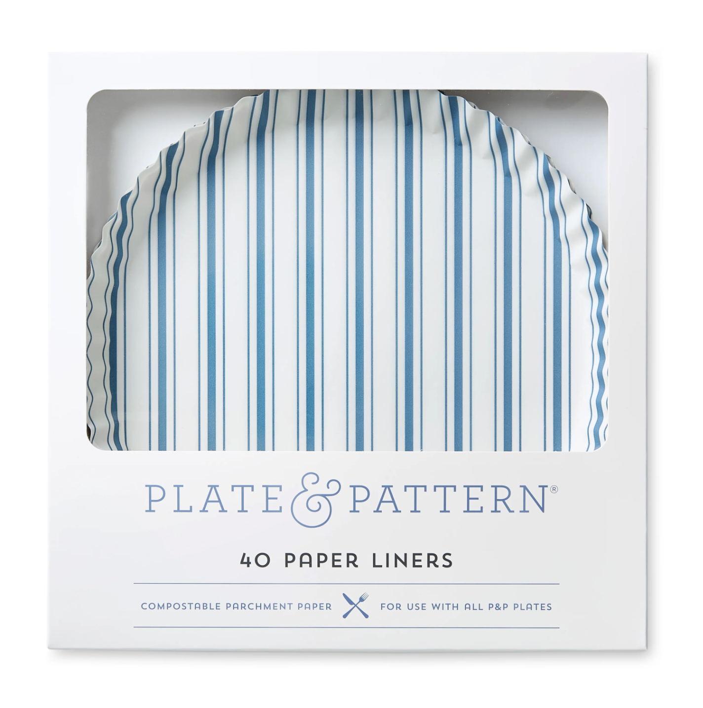 Seascape Blue Preformed Plate Liners - Blue Stripes