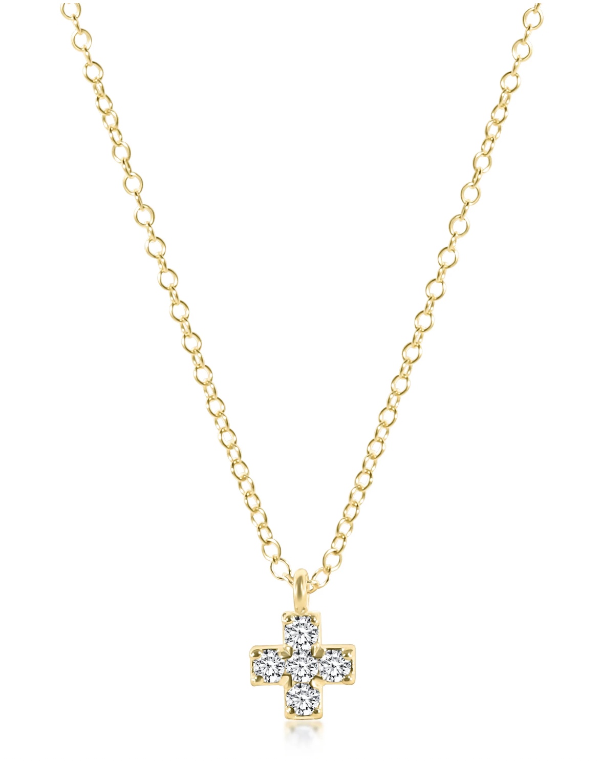 E Newton 14kt Gold and Diamond Signature Cross Necklace