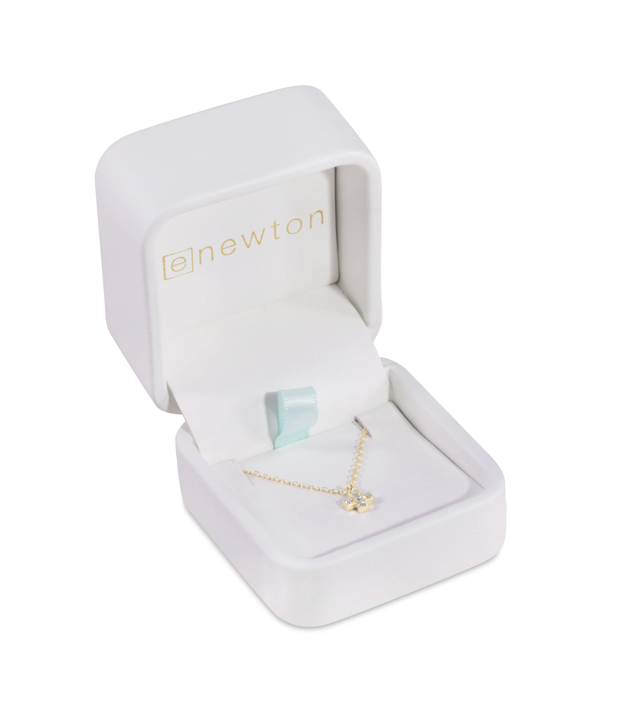 E Newton 14kt Gold and Diamond Signature Cross Necklace