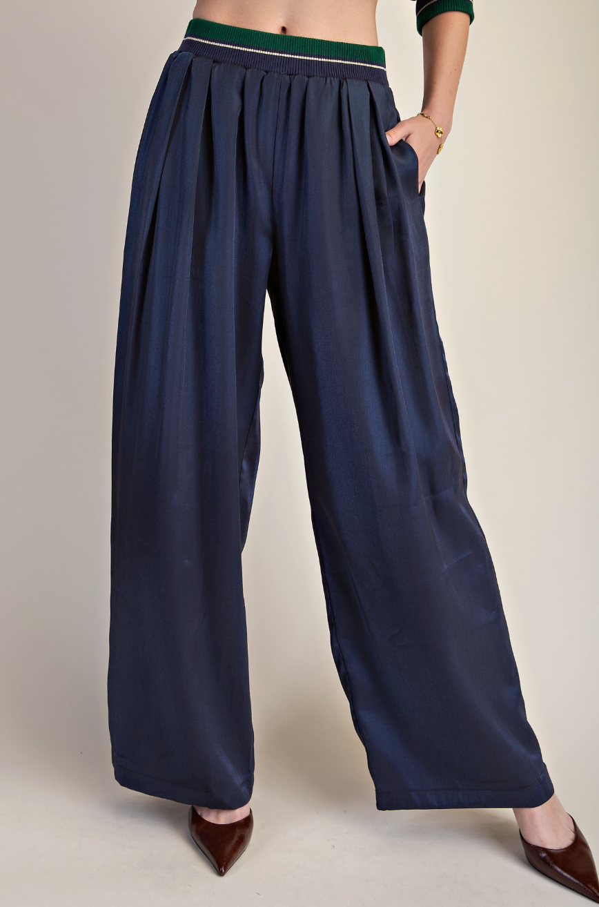 Laurel Contrast Rib Flowy Pants