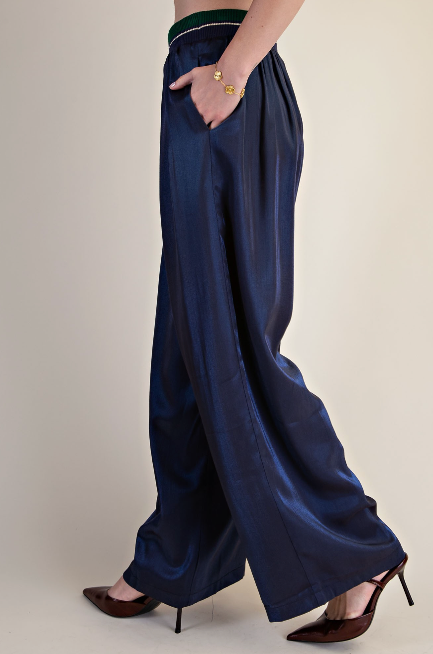 Laurel Contrast Rib Flowy Pants