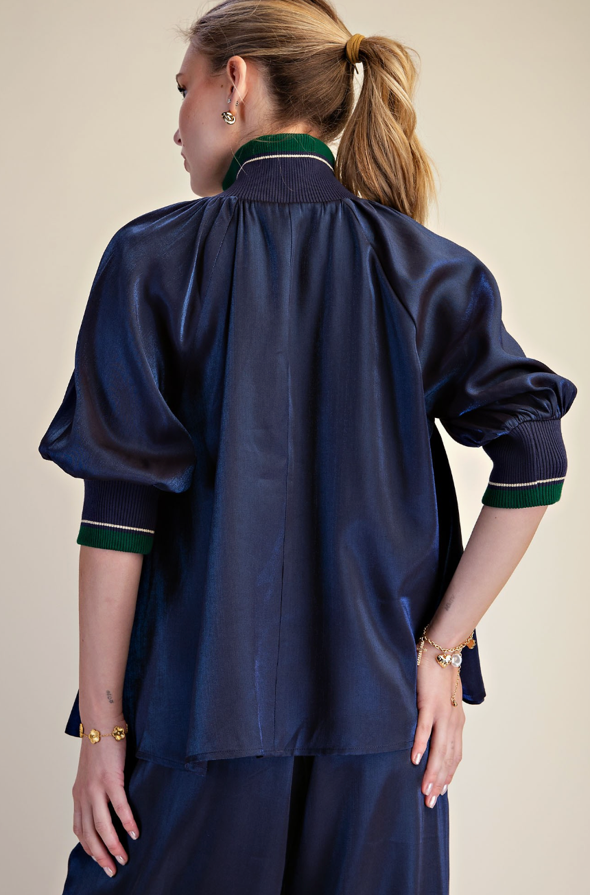 Laurel Mock Neck Puff Sleeve Top