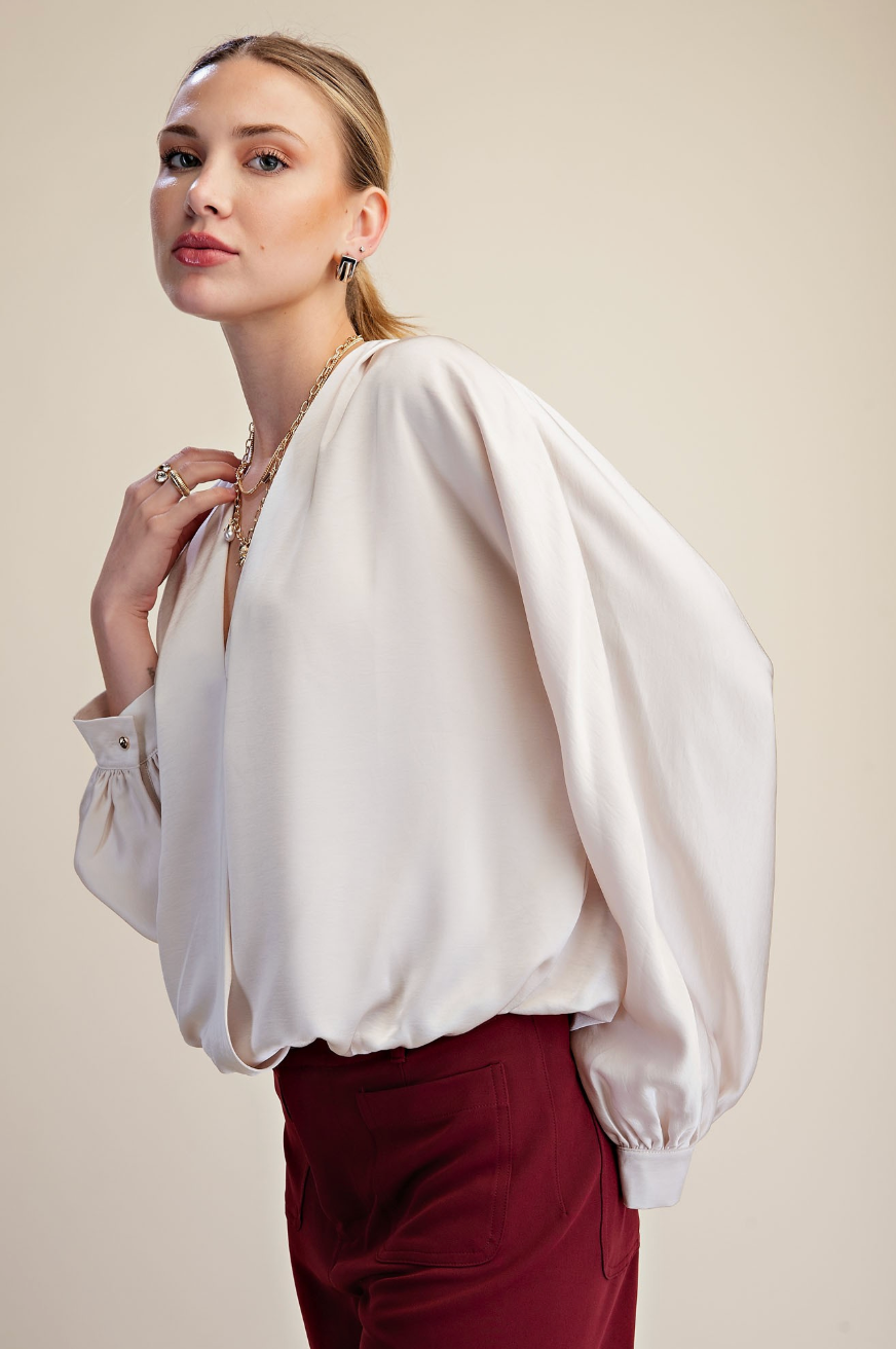 V-Neck Wrap Longsleeve Blouse