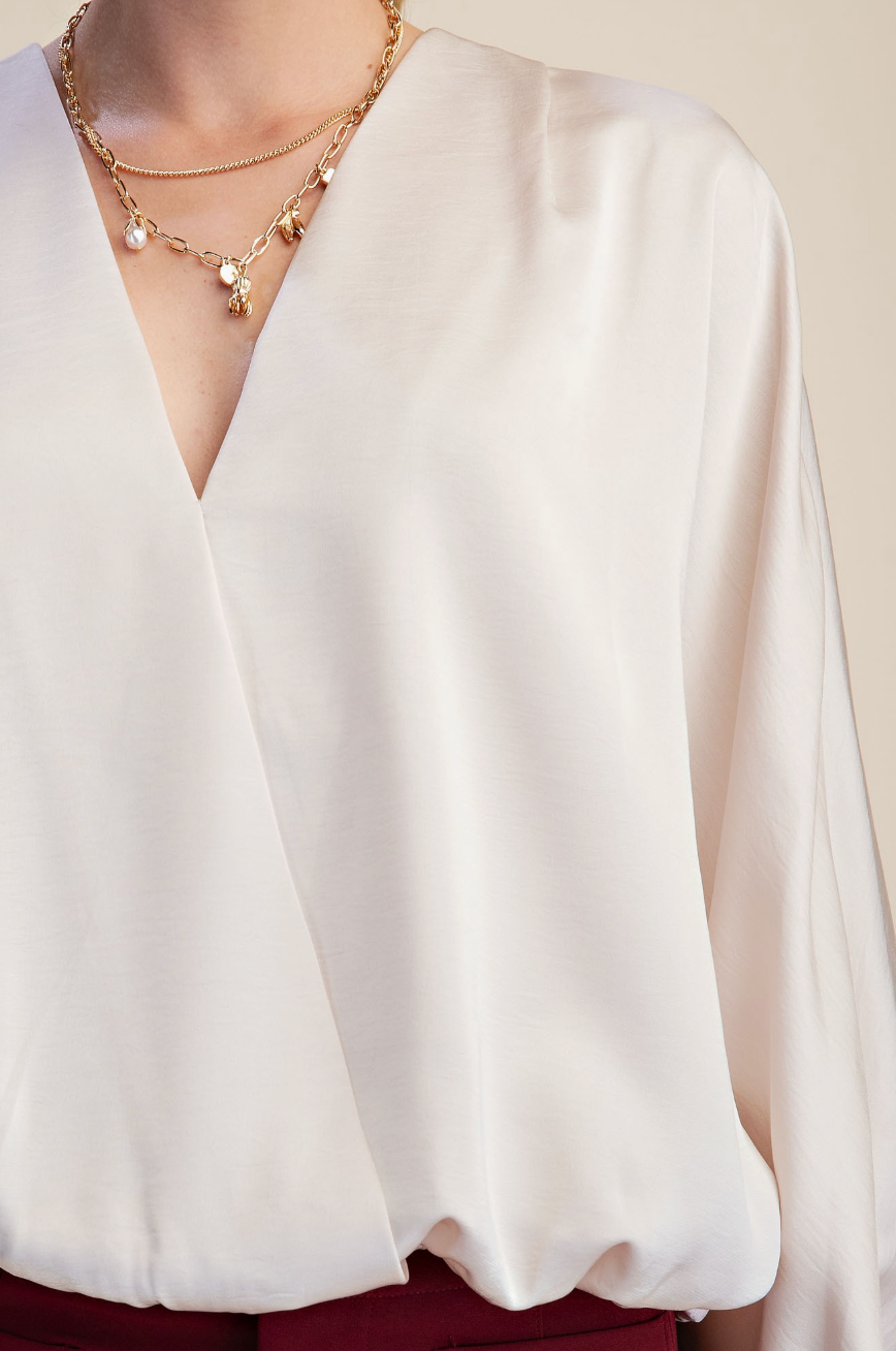 V-Neck Wrap Longsleeve Blouse