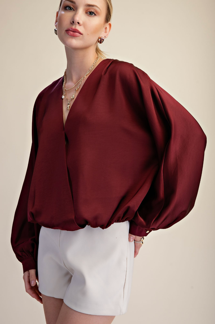 V-Neck Wrap Longsleeve Blouse