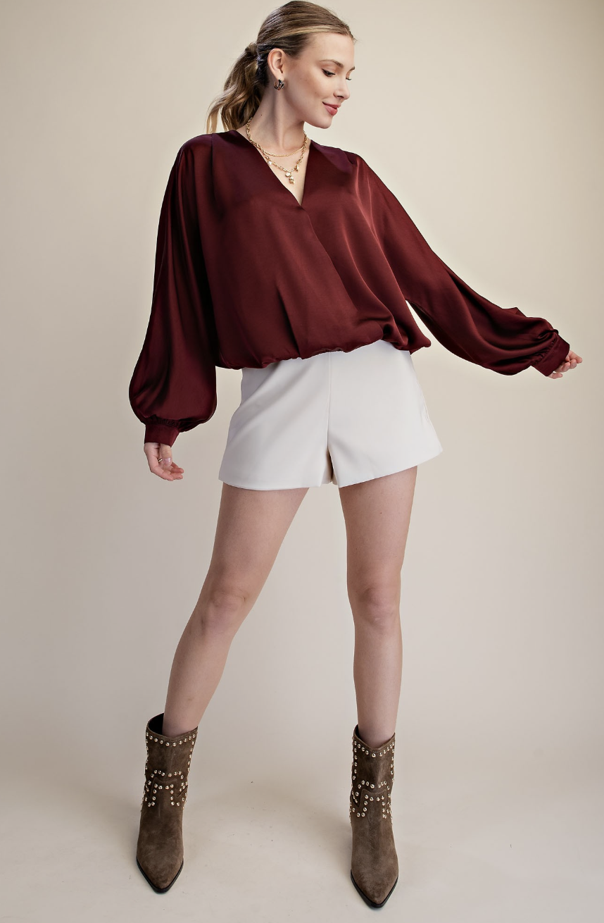 V-Neck Wrap Longsleeve Blouse