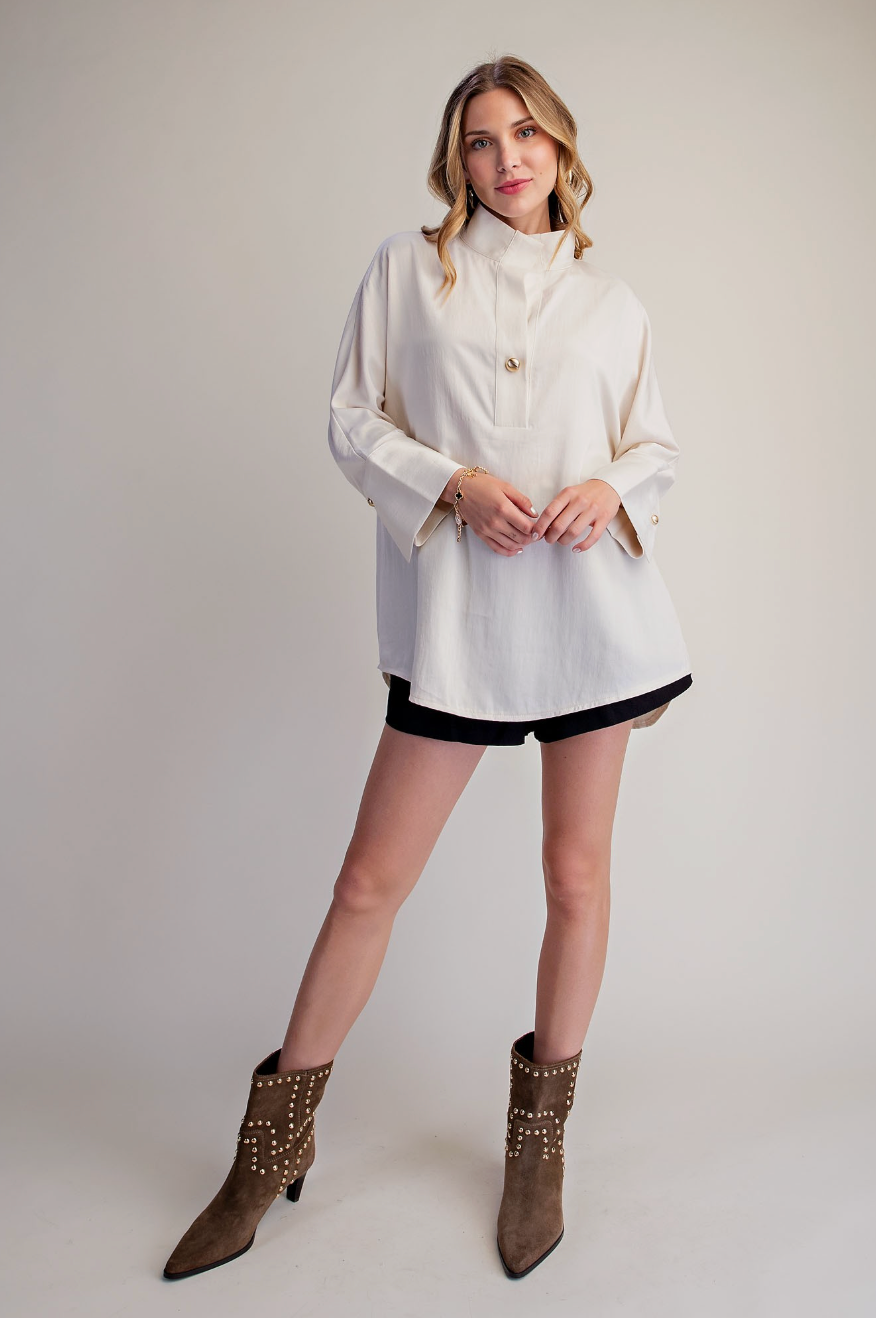 Kensington Collar Neck Placket Dolman Blouse