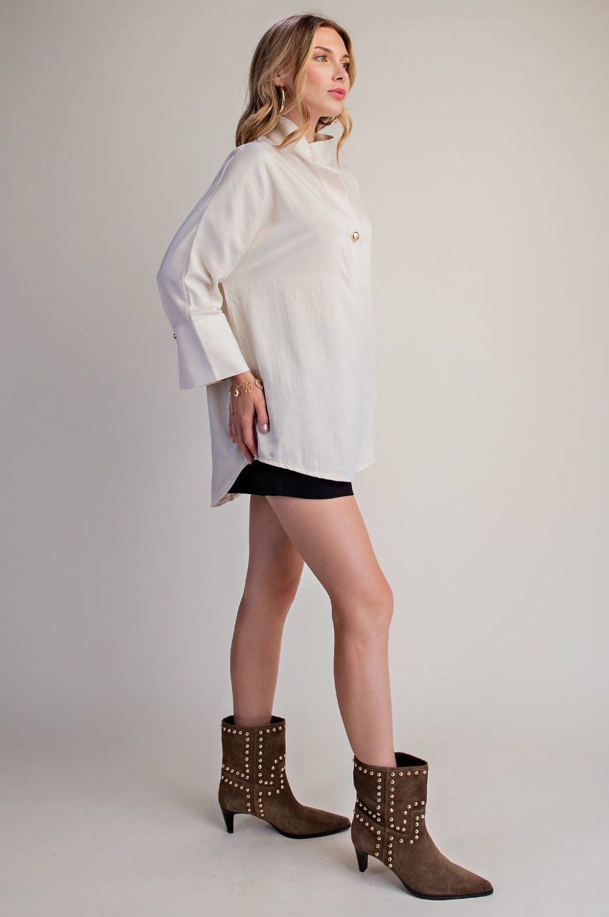 Kensington Collar Neck Placket Dolman Blouse