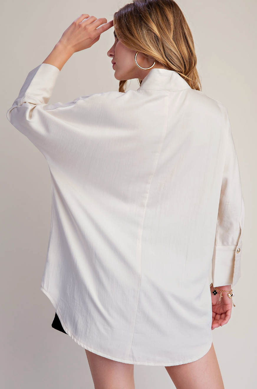 Kensington Collar Neck Placket Dolman Blouse