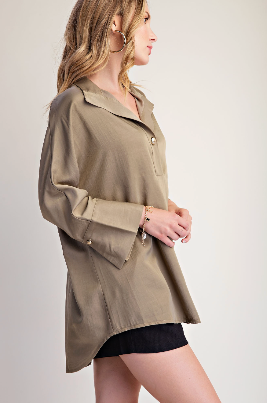 Kensington Collar Neck Placket Dolman Blouse