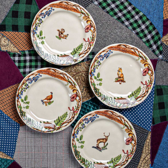 Forest Walk Animal Dessert/Salad Plate Assorted- Set of 4