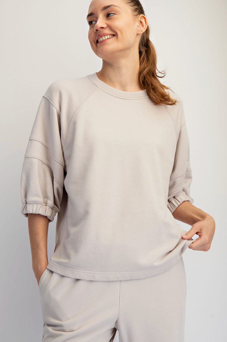 Parker French Terry Bubble Sleeve Top & Jogger Set
