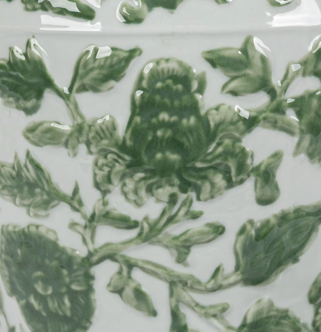 Embossed Floral Ginger Jar