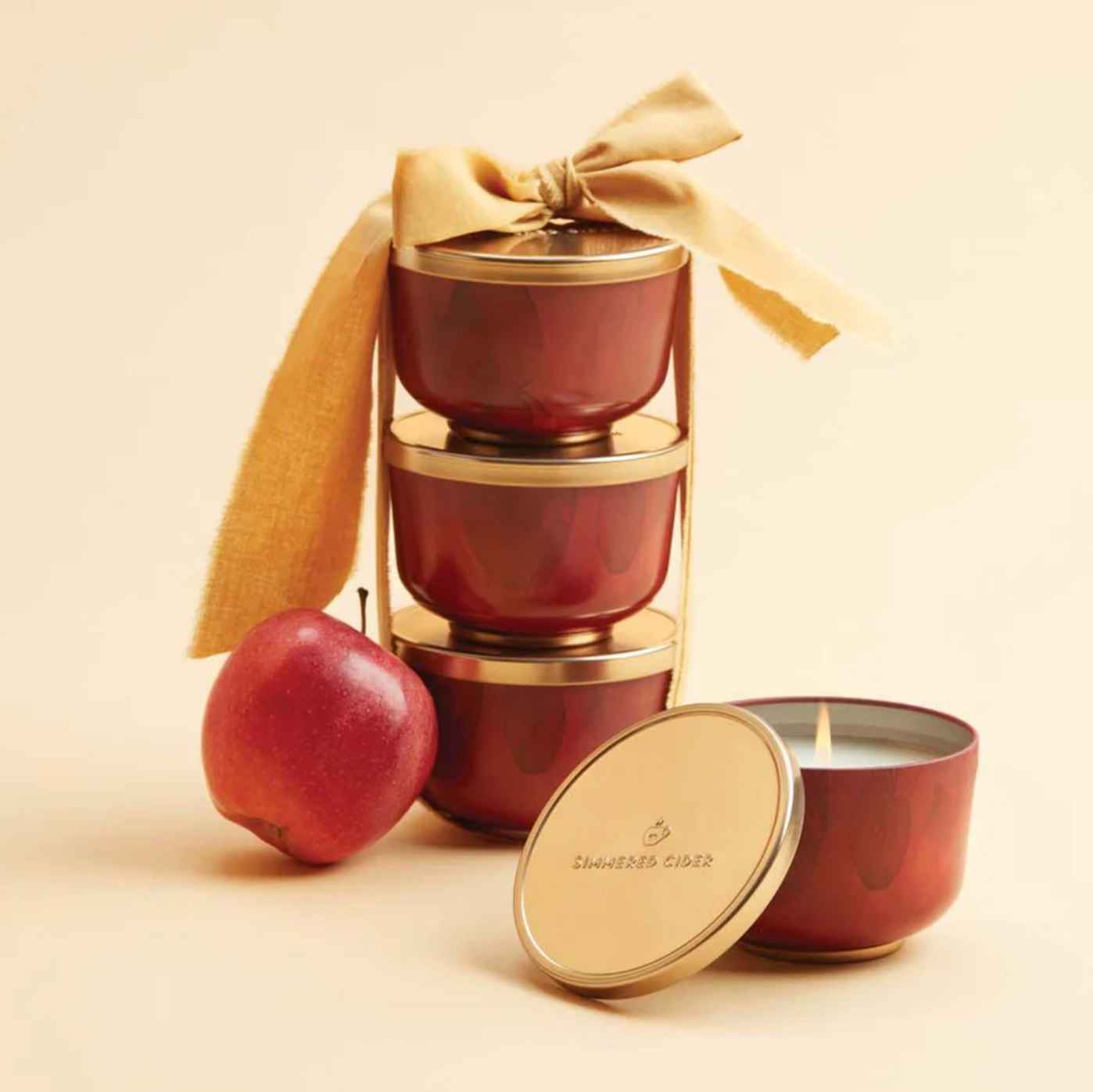 Thymes Simmered Cider Candle Tin w/ Gold Lid