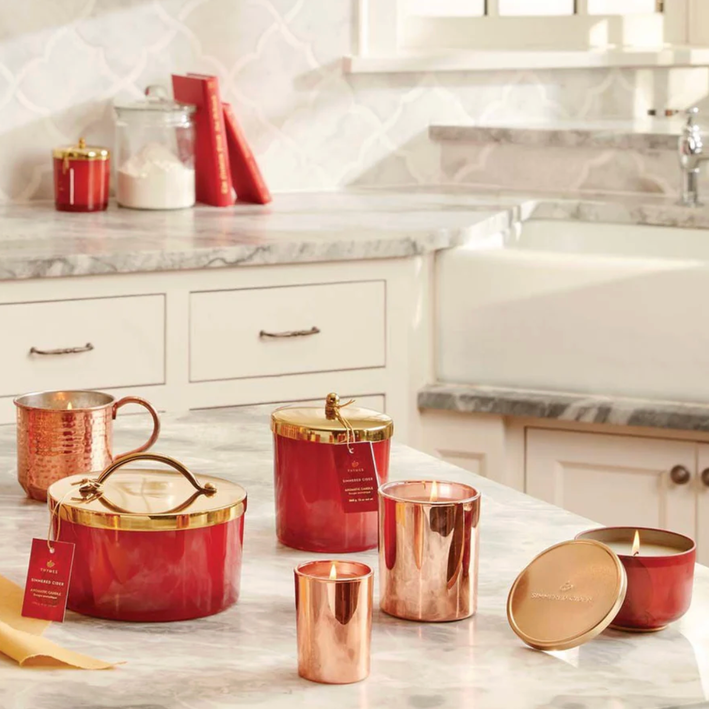 Thymes Simmered Cider Candle Tin w/ Gold Lid