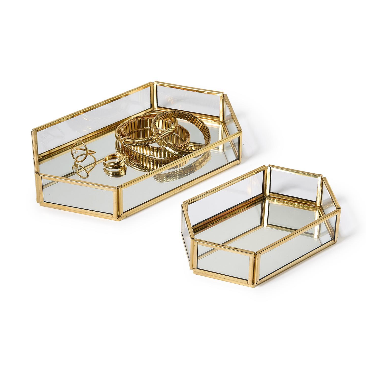 Glass & Brass Hexagon Trays