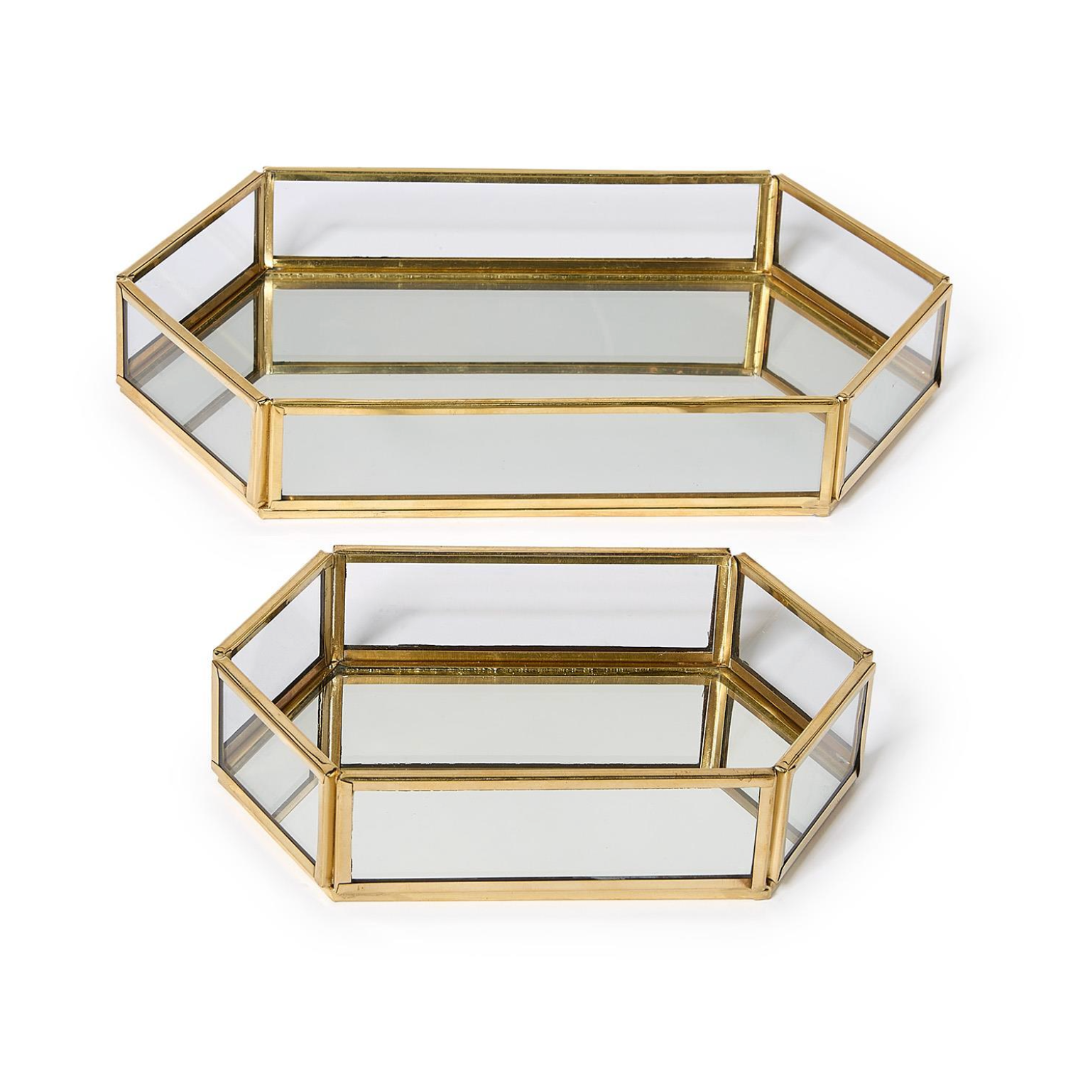 Glass & Brass Hexagon Trays