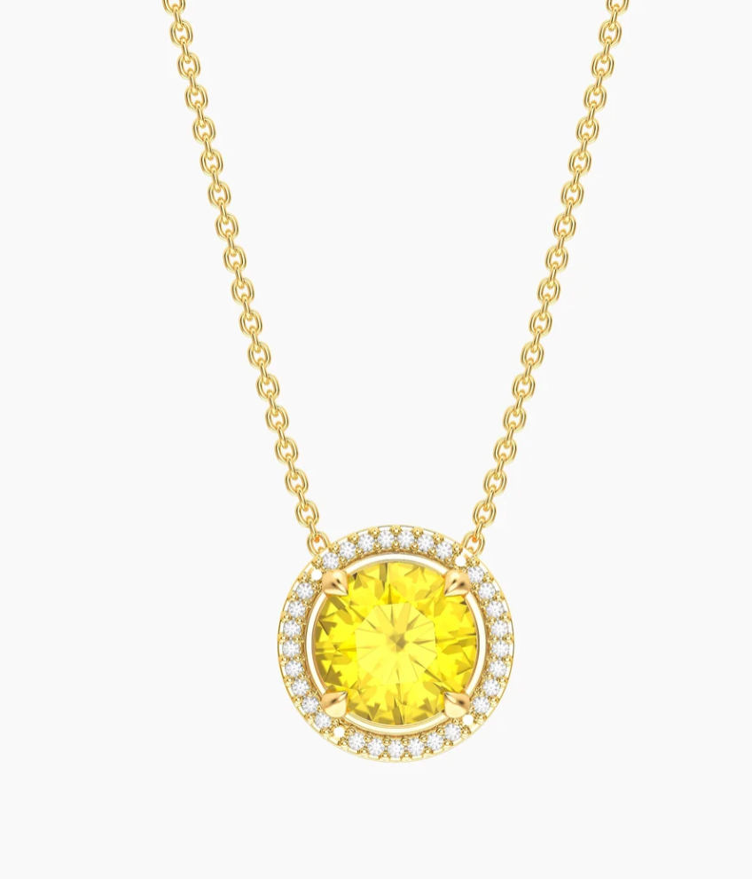 Gold Birthstone Pendant Necklace