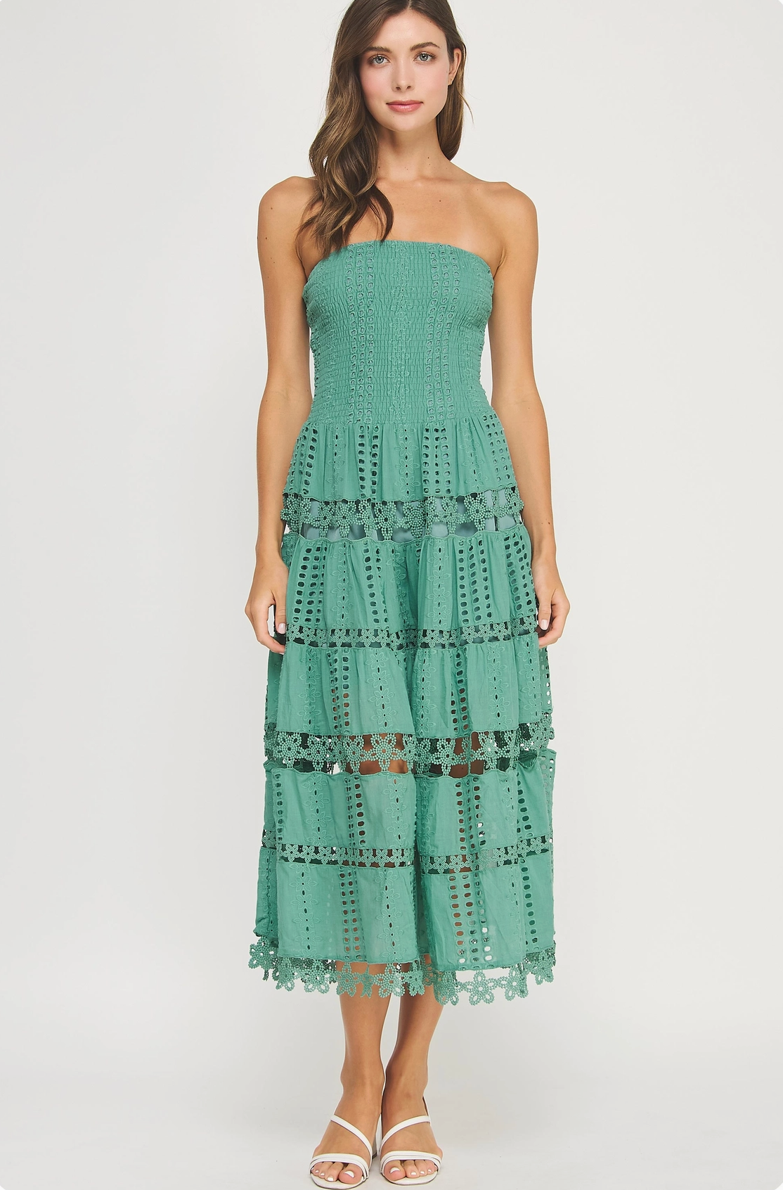 Irene Eyelet Lace Tube Dress