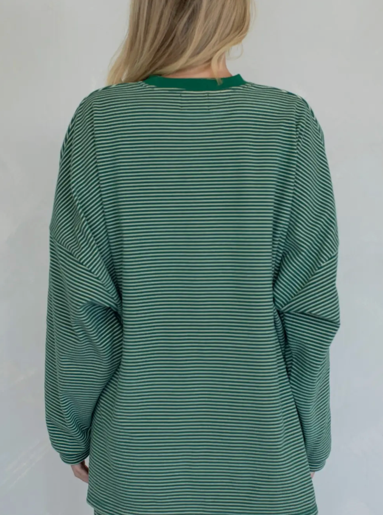 Leah Oversized Striped Fleece Top