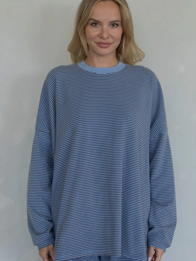 Leah Oversized Striped Fleece Top