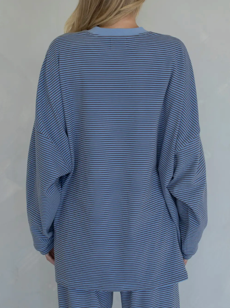 Leah Oversized Striped Fleece Top