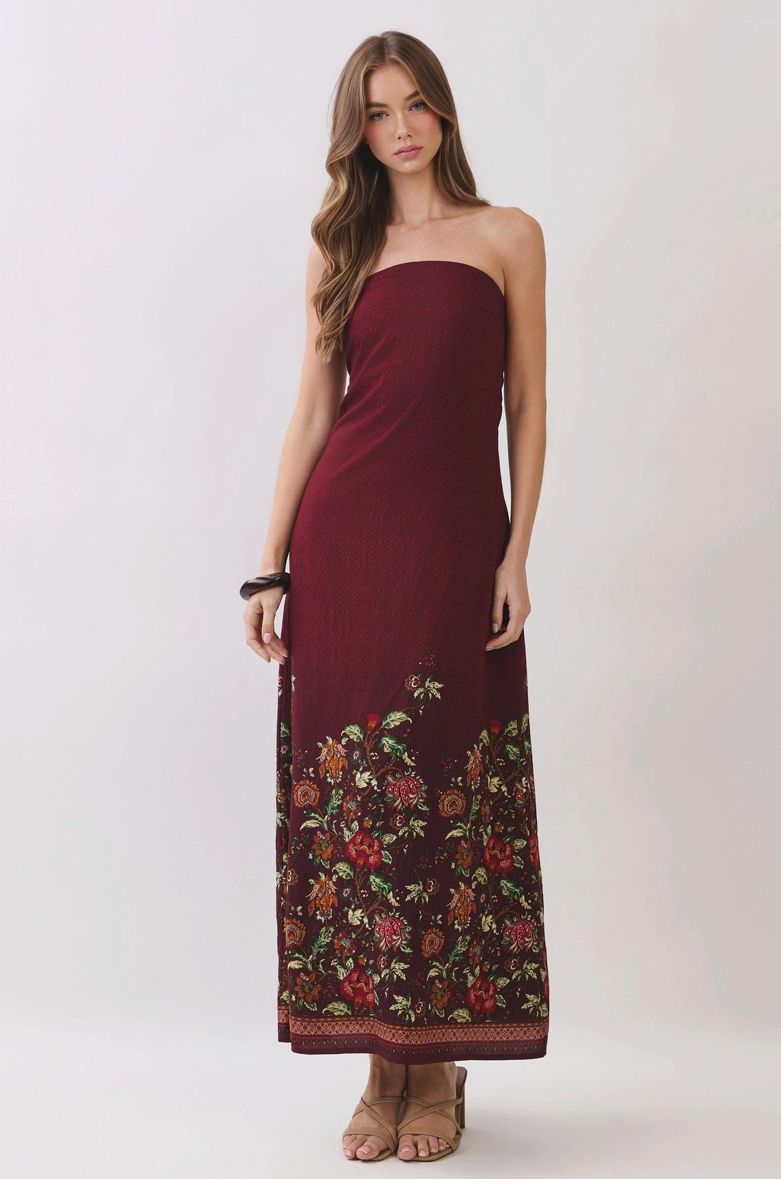 Wine Country Strapless Maxi Dress