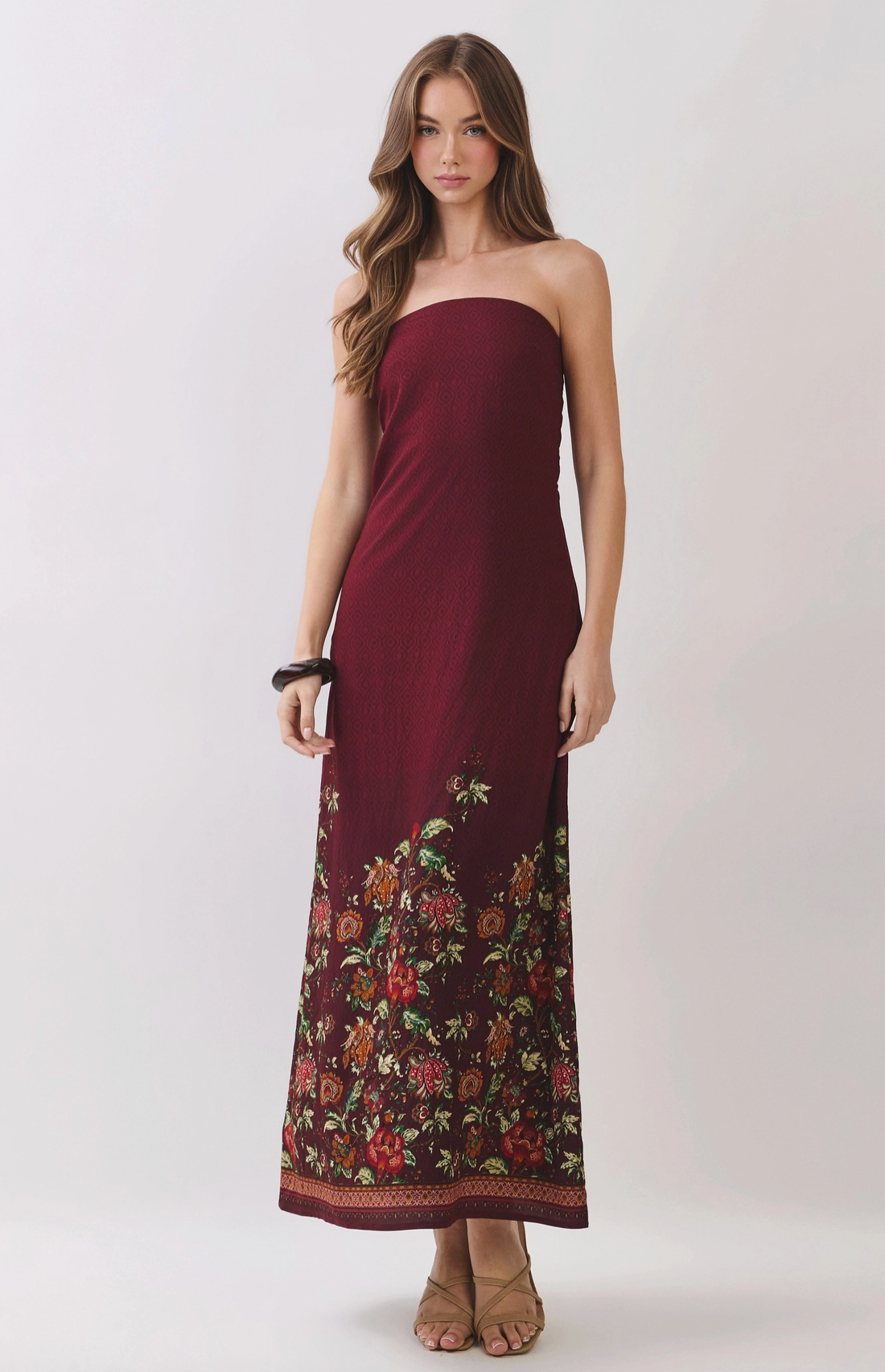 Wine Country Strapless Maxi Dress