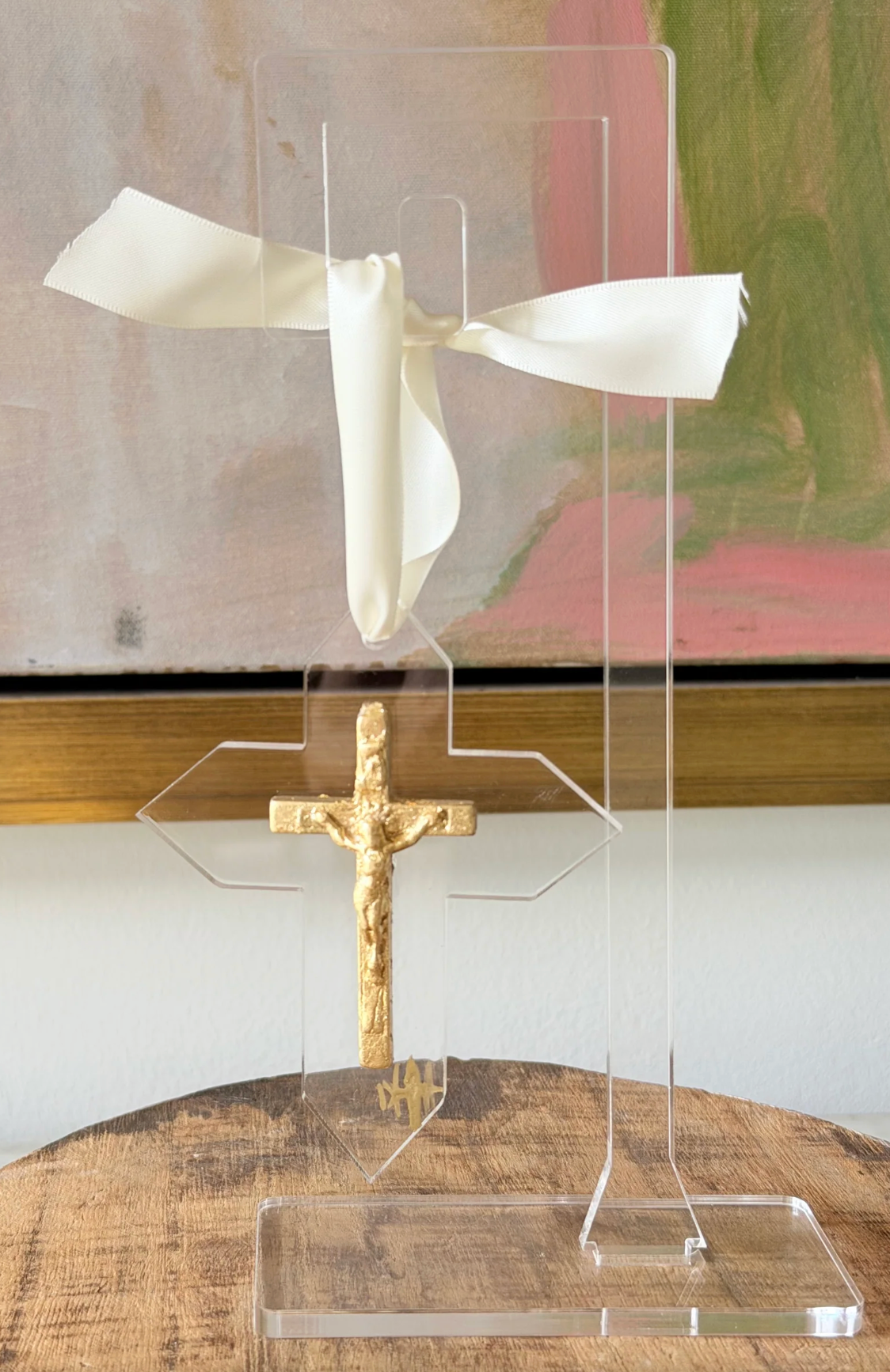 Debra Hewitt Crucifix Gold Leaf Ornament (Cut Out Acrylic)