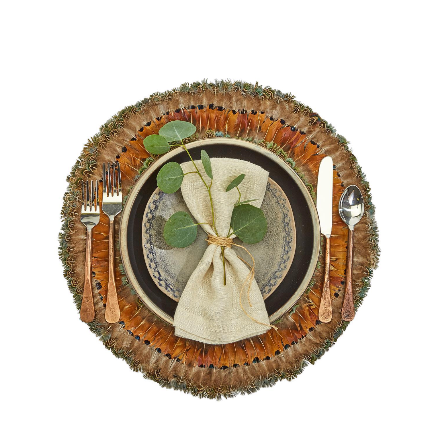 Pheasant Feather Placemats - Set of 4