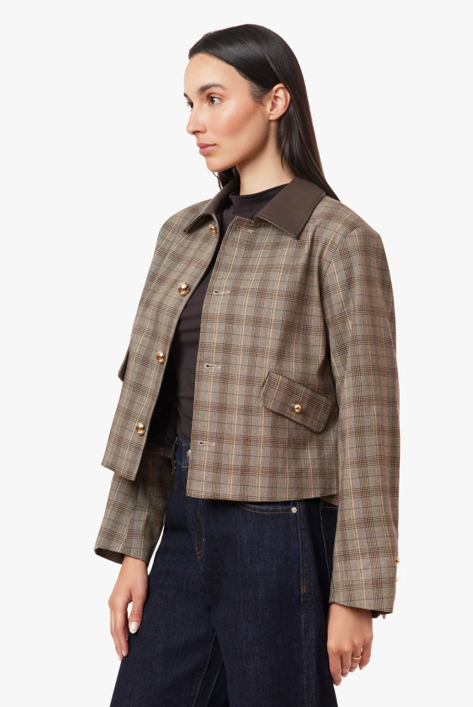 Habitual Houndstooth Check Swing Jacket