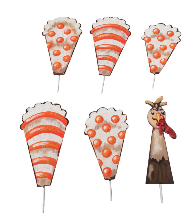Orange & White Turkey Parts, S/6