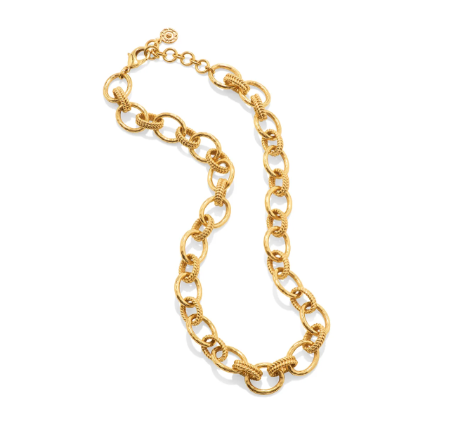 Cleopatra Regal Link Gold Necklace, 16" + 2"