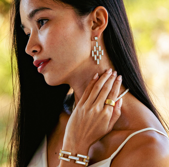 Pathway Post Drop Earrings in Mother of Pearl