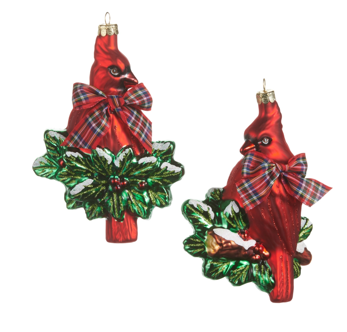 Cutesy Cardinal Ornament w/ Holly & Bow