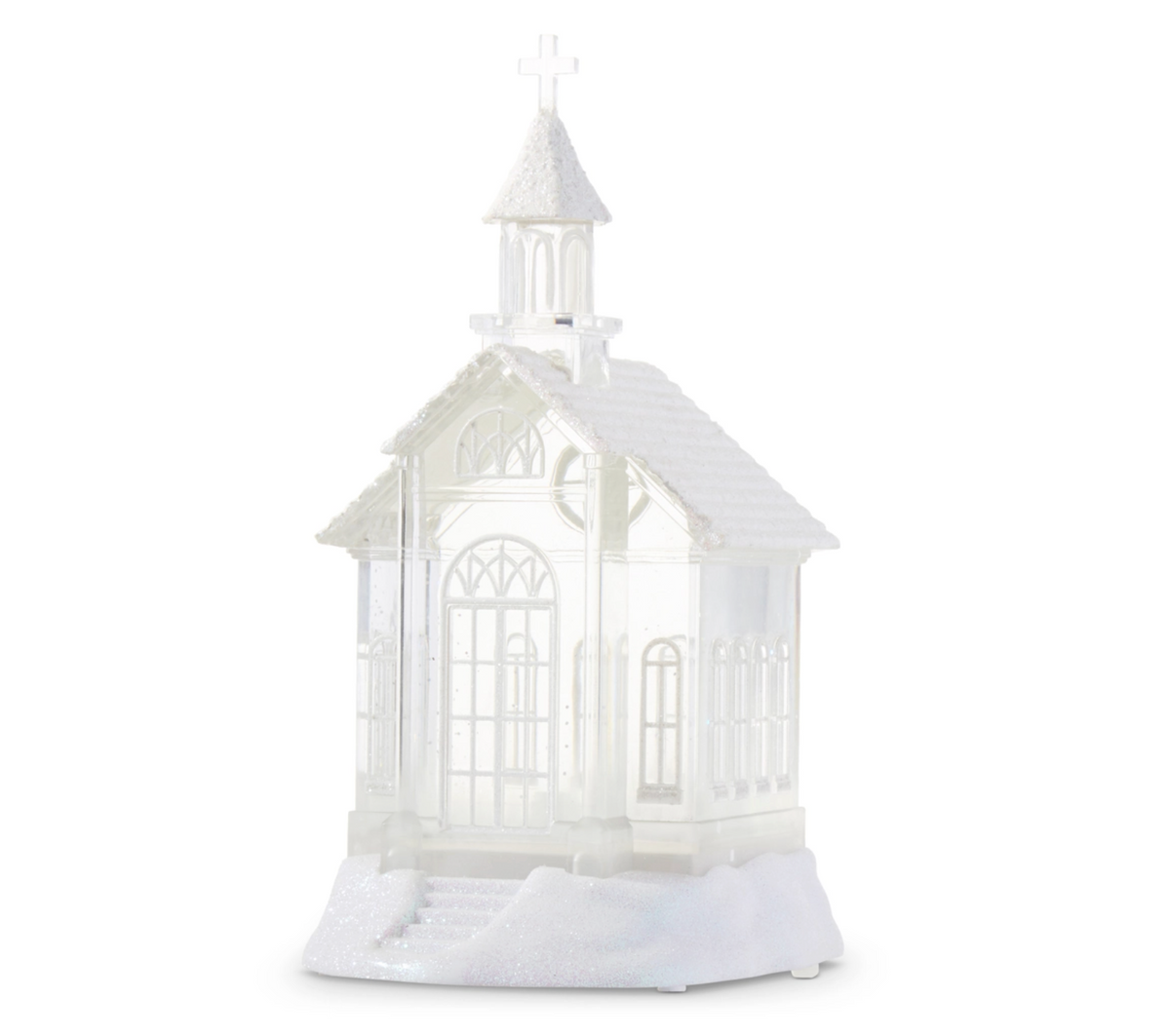 10.5" Lighted Swirling Glitter Water Church