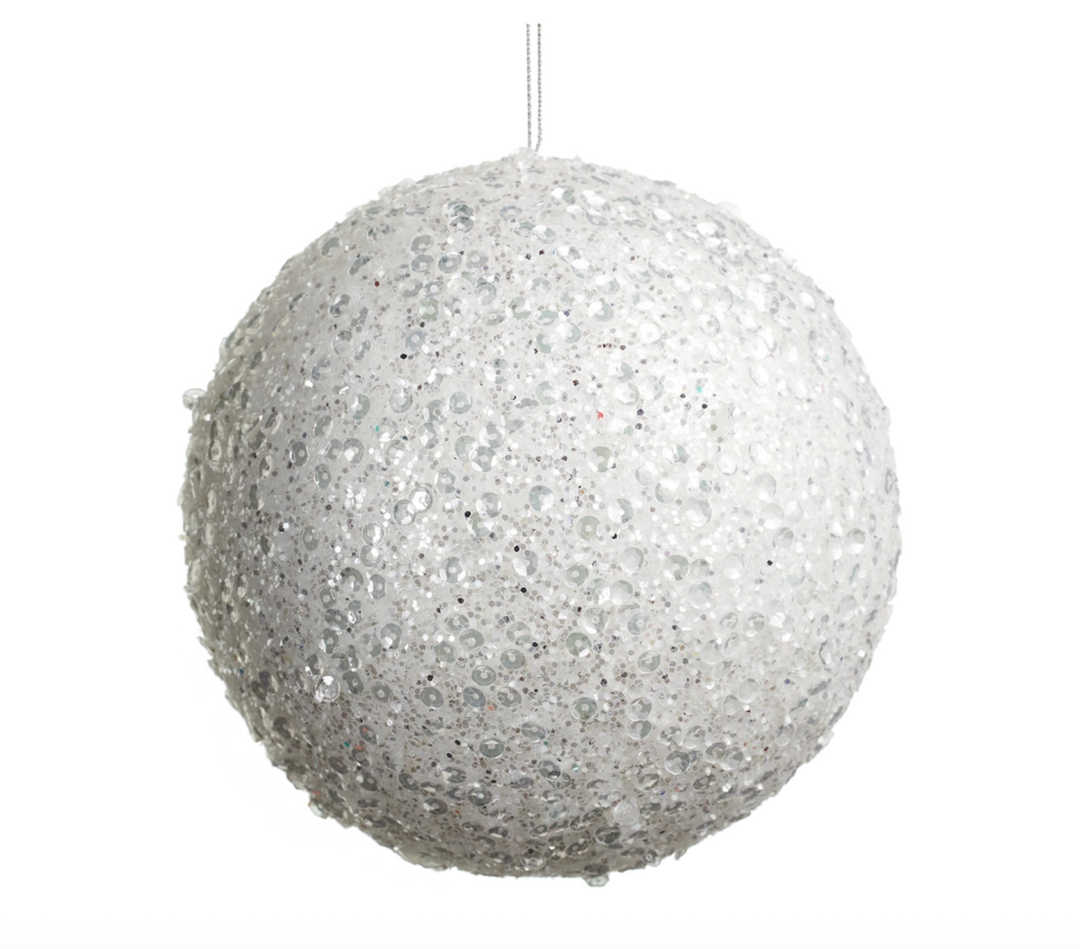 White Iced Ball Ornament