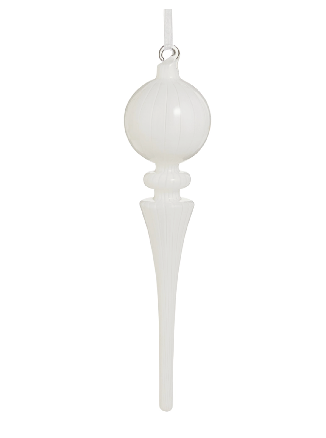White Stripe Finial Ornament