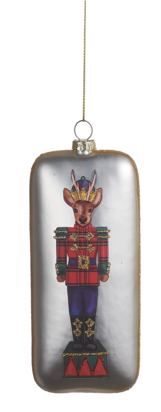 Deer Nutcracker Rectangle Ornament