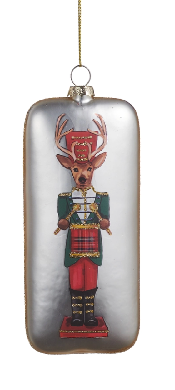 Deer Nutcracker Rectangle Ornament