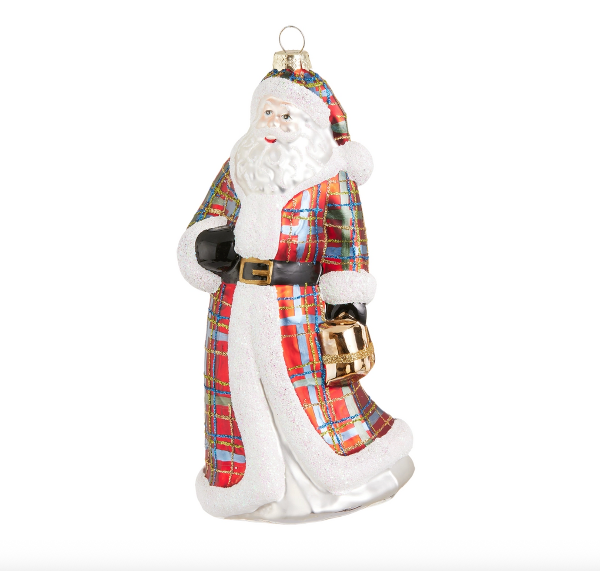 Plaid Santa Ornament