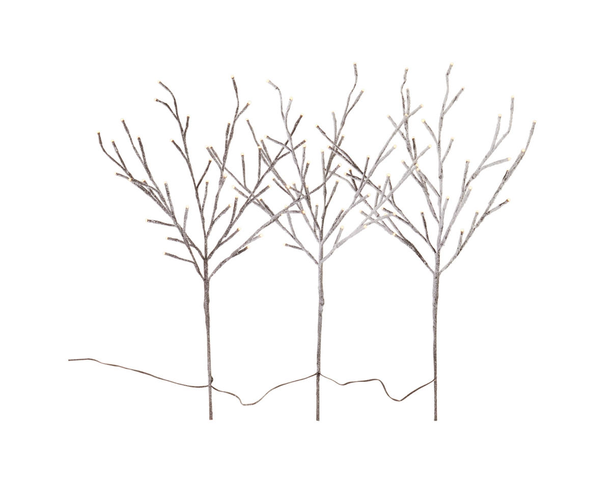 28" Snowy Brown Lighted Connected Branch w/108 White Lights