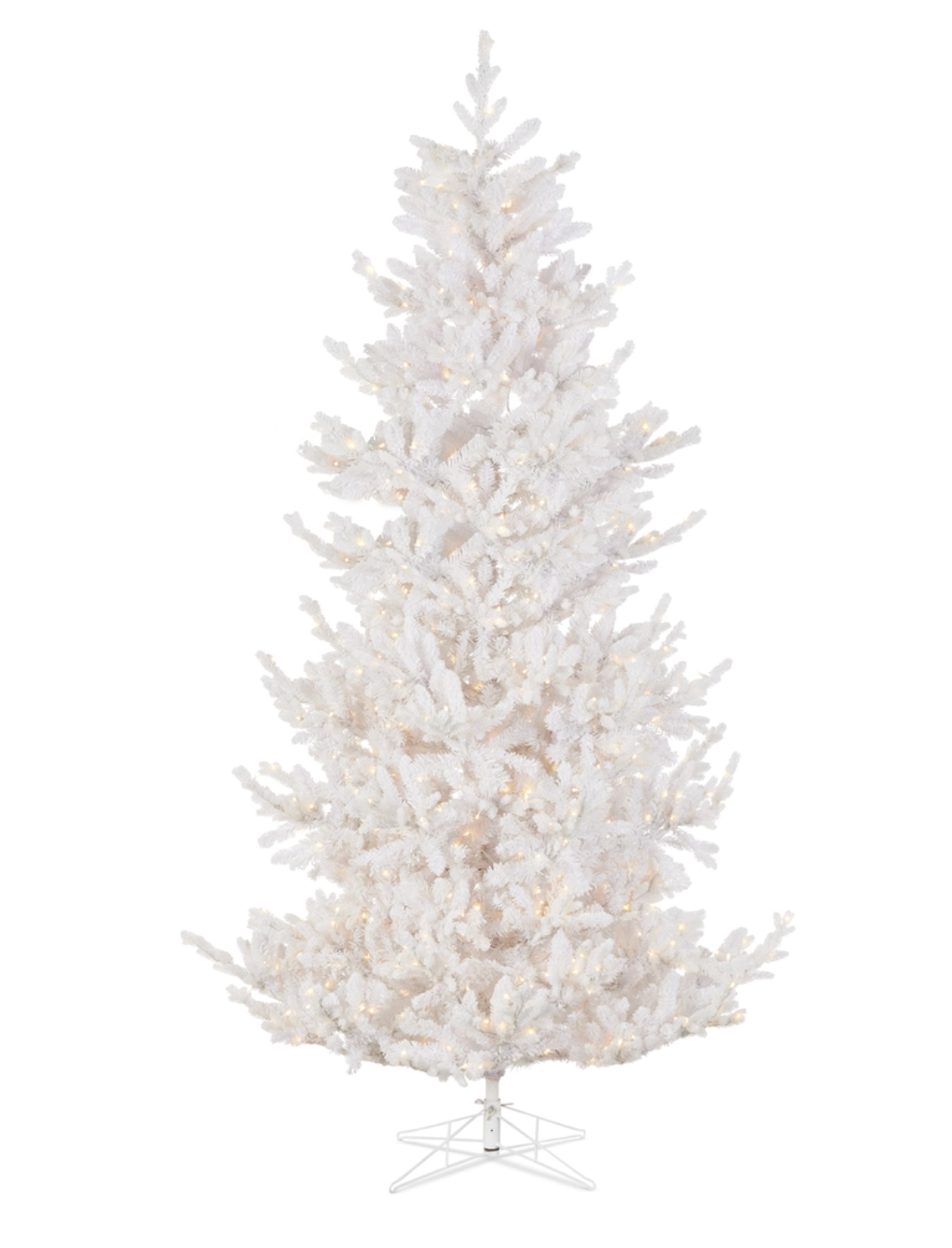 9' Pre-Lit Flocked Pure White Spruce Tree
