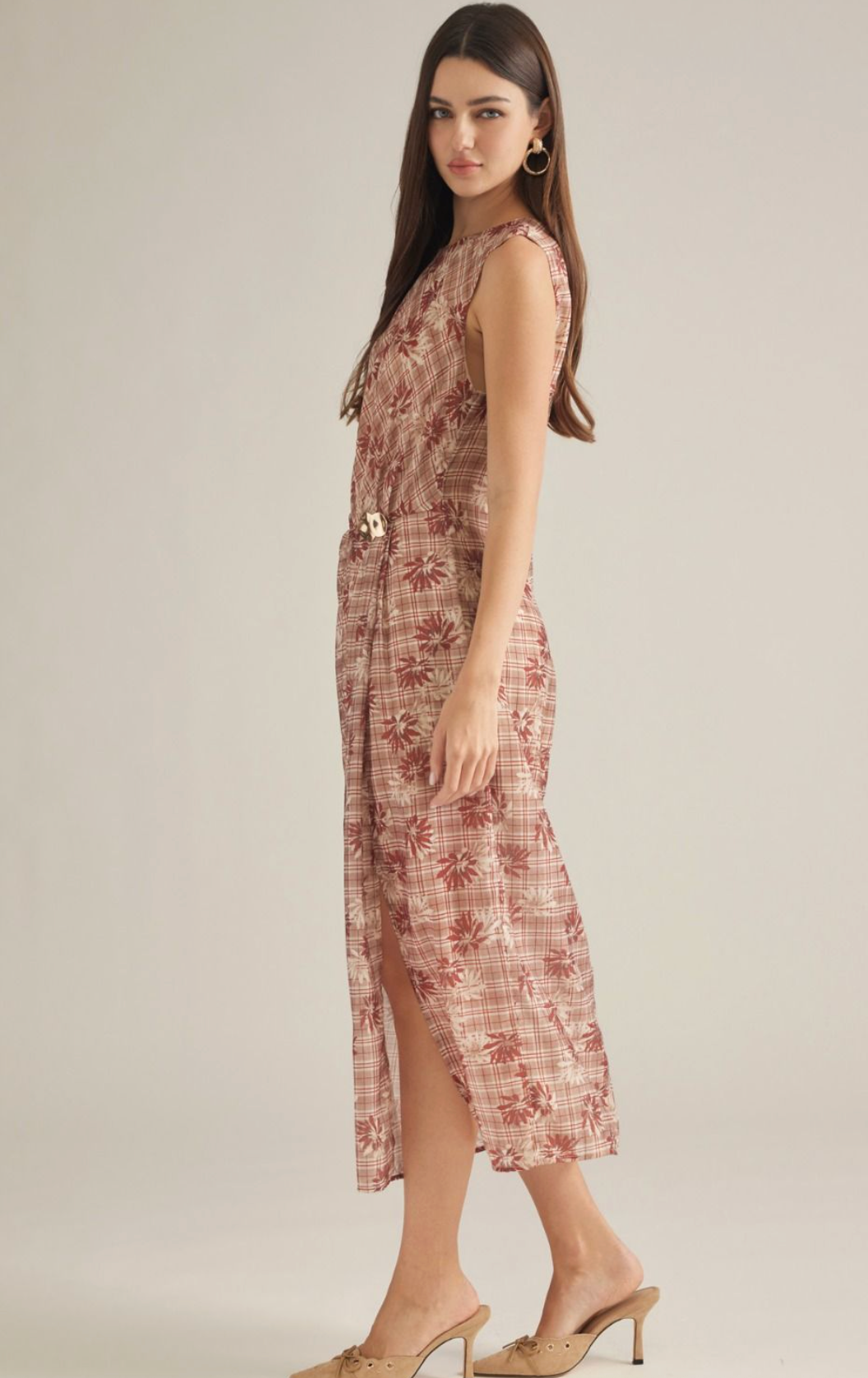Fiona Fall Floral Plaid Midi Dress