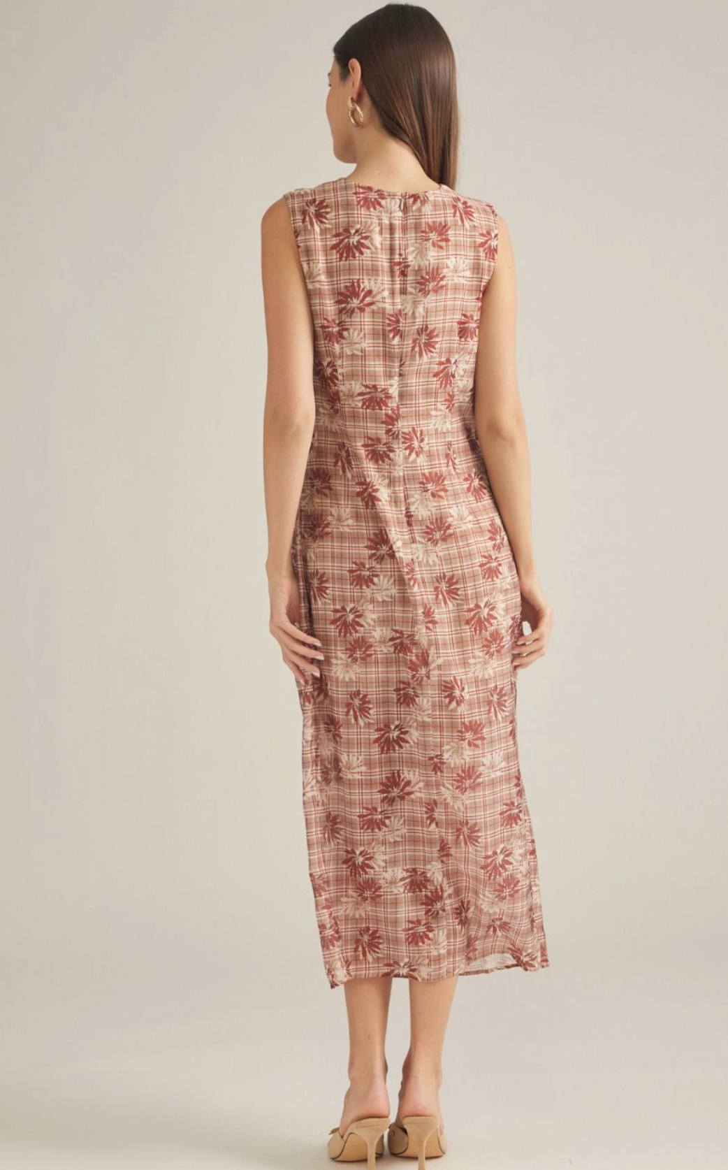 Fiona Fall Floral Plaid Midi Dress