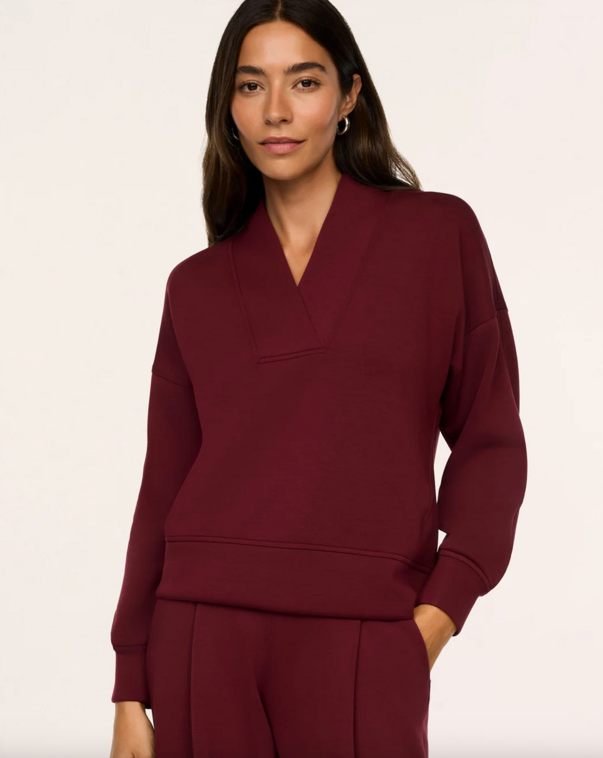 SPANX AirEssentials V-Neck Long Sleeve - VINO