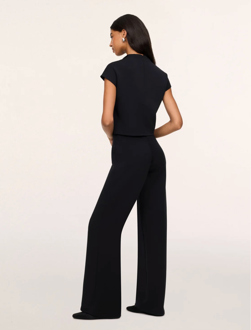 SPANX AirEssentials Draped Cowl Neck Jumpsuit - Very Black